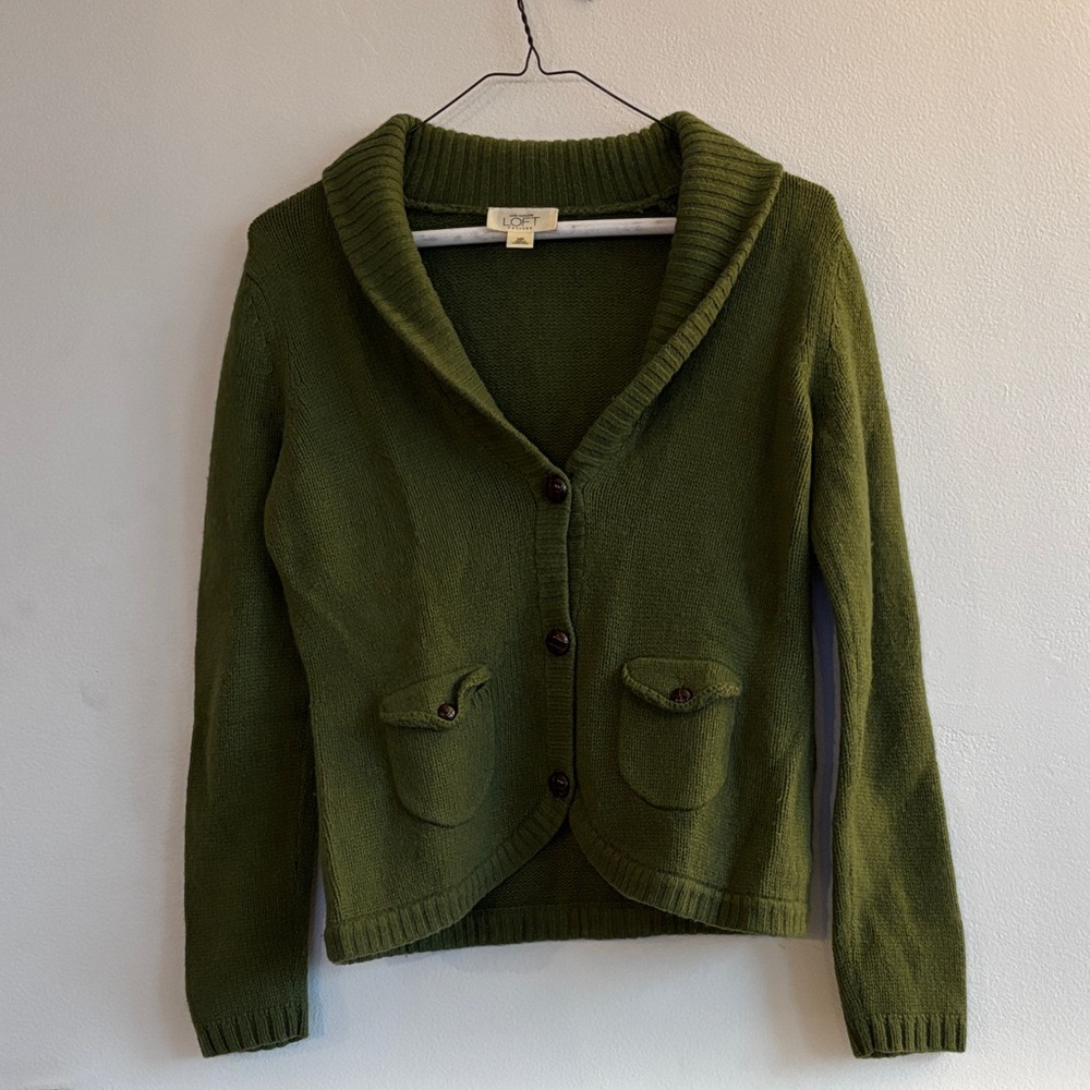 LOFT Olive Green Cardigan Sweater